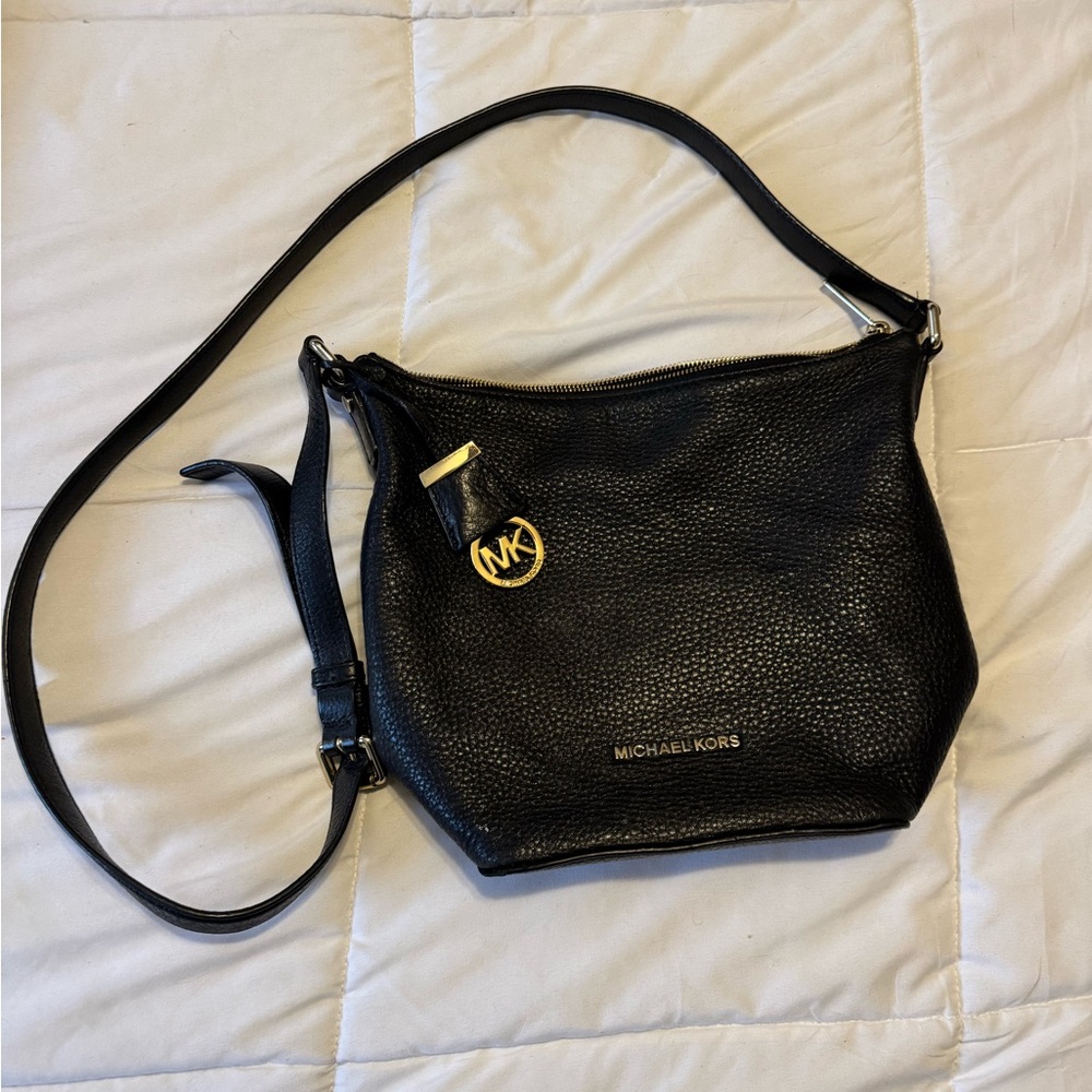 Michael Kors Black Pebbled Leather Crossbody Bag